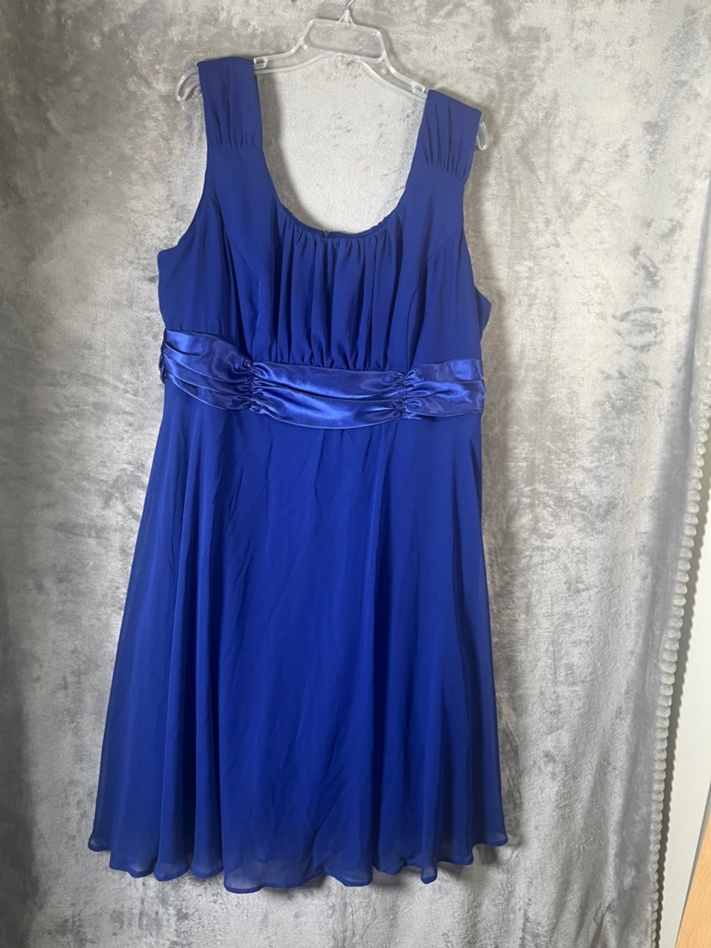 dressbarn Royal Blue Sleeveless Midi Dress with Satin Waistband